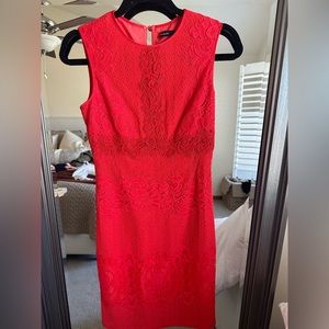 Karen Millen Red Knee Length Sleeveless Dress, Size 4